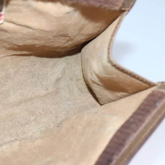 GUCCI GG Supreme Web Sherry Line Clutch Bag PVC Beige Red Auth 98953 - Picture 11 of 16